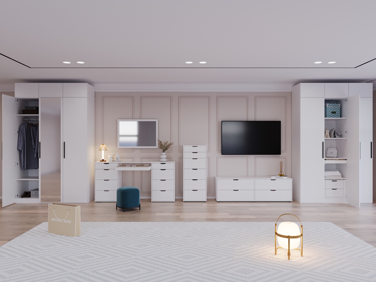 Шкаф распашной Даллас ,четырехдверный ,Белый  